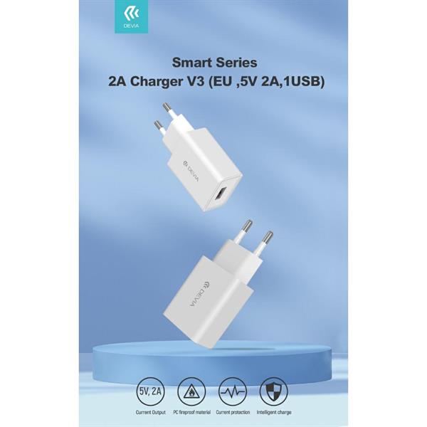 DEVIA CARICA BATTERIE DA MURO 2.1 A 1 OUT USB 10.5W BIANCO