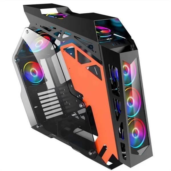 CASE GAMING MACH POWER BIG 7*FAN ARGB GLASS & METAL ORANGE/BLACK