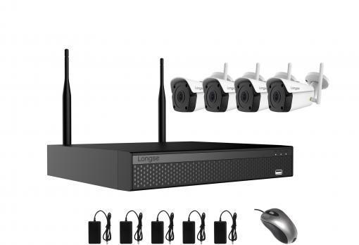 KIT LONGSE AIO WIFI 4CH 1*NVR/WIFI 4*IP BULL/WIFI 5MP 3.6MM ALI