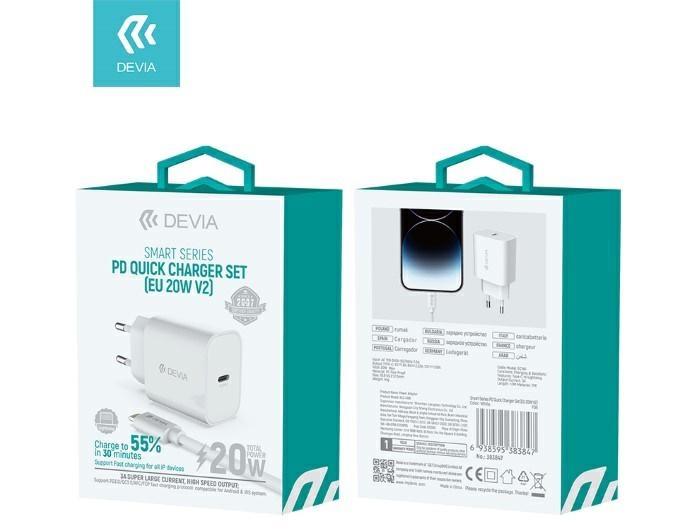 DEVIA CARICA BATTERIA RAPIDO PD 20W ON CAVO TYPE-C A LIGHTNING