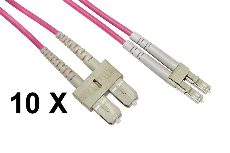 LINK CONF.10 CAVI FIBRA OTTICA LC A SC MM DUP OM4 G2MM 50/125 1M