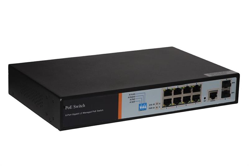 LINK SWITCH 8P GBLAN POE 150 WATT+2P SFP+1P CONSOLE RJ45 LAYER 2