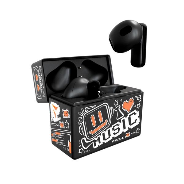 TECHMADE EARBUDS CON PATTERN ARANCIONE TM-XM191-BKOR