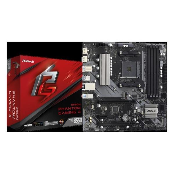 MB ASROCK PHANTOM B550M GAMING 4 SKT.AM4 DDR4 USB3.2 M.2 HDMI