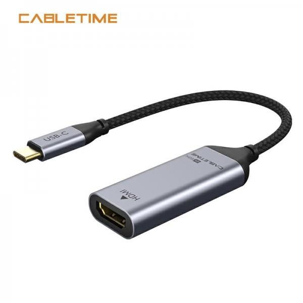 ADATTATORE CABLETIME DA USB-C A HDMI 4K ALUMINIUM SILVER 0.2M