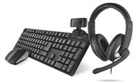 KIT TRUST QOBY SET 4-IN-1 TASTIERA+MOUSE+WEBCAM+CUFFIE CON MIC.